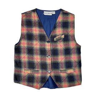 Vintage Tangibles 90s Plaid Vest Chain Stitch Skater Surfer Grunge Hip Hop